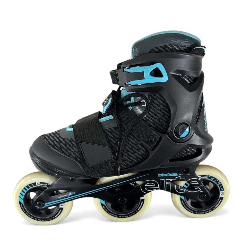 Roller Derby Elite Delta 110 Black Teal Adult‎ Inline Skates Size 10 USA EUC - Picture 11 of 12